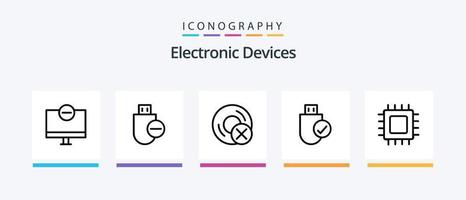 paquete de iconos de la línea 5 de dispositivos que incluye la máquina. Copiar. artilugio. hardware. dispositivos. diseño de iconos creativos vector