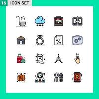 Set of 16 Modern UI Icons Symbols Signs for shope hose water building share Editable Creative Vector Design Elements