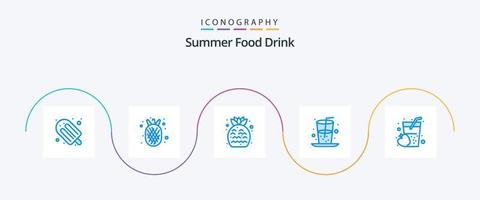 comida de verano bebida azul 5 paquete de iconos que incluye bebida. jugo. fresa. alimento. bebida vector