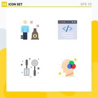 Group of 4 Modern Flat Icons Set for business skimmer browser html creativity Editable Vector Design Elements