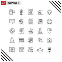 Set of 25 Modern UI Icons Symbols Signs for rate marketing network diamond machine Editable Vector Design Elements