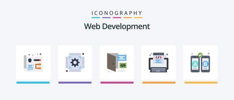 Web Development Flat 5 Icon Pack Including mobile. development. coding. web. development. Creative Icons Design vector