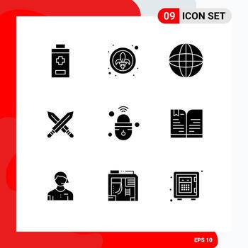 Modern Set of 9 Solid Glyphs and symbols such as secure iot web internet of things sports Editable Vector Design Elements