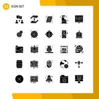 User Interface Pack of 25 Basic Solid Glyphs of data analytics discount product cleaning Editable Vector Design Elements