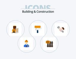 paquete de iconos planos de construcción y construcción 5 diseño de iconos. cepillar. apartamento bienes raíces. real. edificio vector