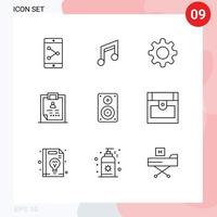 Set of 9 Vector Outlines on Grid for hifi patient cog medical diagnosis Editable Vector Design Elements