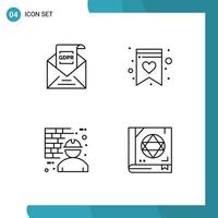 Modern Set of 4 Filledline Flat Colors and symbols such as commission construction gdpr shopping list man Editable Vector Design Elements