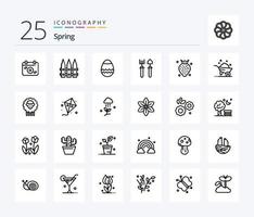 Spring 25 Line icon pack including fruit. strawberry. easter. shovel. gardener vector