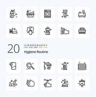 20 Hygiene Routine Line icon Pack like cleaning clean cleaning cleaning shower vector