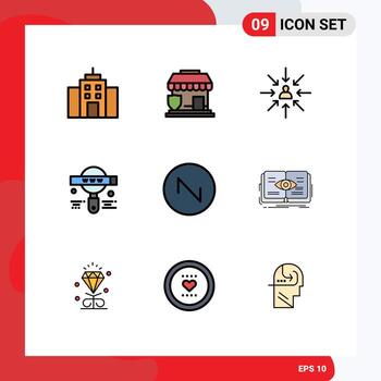 Modern Set of 9 Filledline Flat Colors and symbols such as saw tooth search candidate find selection Editable Vector Design Elements