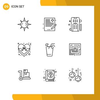 paquete de interfaz de usuario de 9 esquemas básicos de texto de bebida de primavera jugo amor elementos de diseño vectorial editables vector