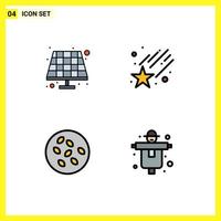 Universal Icon Symbols Group of 4 Modern Filledline Flat Colors of battery seamus falling seeds farm Editable Vector Design Elements