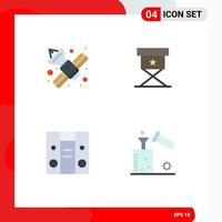 4 Universal Flat Icons Set for Web and Mobile Applications communication center satellite cinema chemical Editable Vector Design Elements