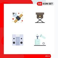 4 Universal Flat Icons Set for Web and Mobile Applications communication center satellite cinema chemical Editable Vector Design Elements