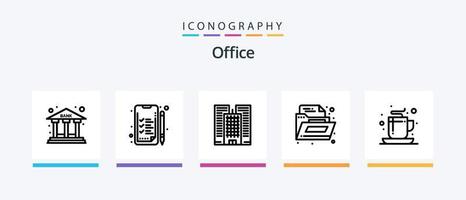 paquete de iconos de la línea de oficina 5 que incluye línea directa. centro de llamadas. recepción. oficina. computadora. diseño de iconos creativos vector