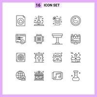 Universal Icon Symbols Group of 16 Modern Outlines of speed ui drink sync refresh Editable Vector Design Elements