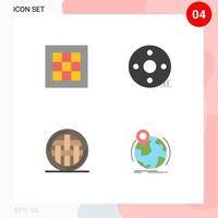 4 Thematic Vector Flat Icons and Editable Symbols of grid filmmaking area cinematography food Editable Vector Design Elements