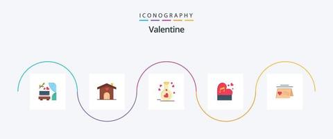 Valentine Flat 5 Icon Pack Including love. love. home. day. valentine vector