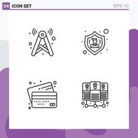 Line Pack of 4 Universal Symbols of tower banking network people credit Editable Vector Design Elements