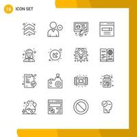 16 Universal Outlines Set for Web and Mobile Applications avatar search user interface communication Editable Vector Design Elements