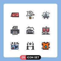Set of 9 Modern UI Icons Symbols Signs for surface planet board exploration print Editable Vector Design Elements