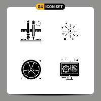 4 Universal Solid Glyph Signs Symbols of stationary diwali scale boom fireworks Editable Vector Design Elements