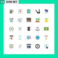 Set of 25 Modern UI Icons Symbols Signs for tools reading graph notebook favorite Editable Vector Design Elements