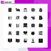 25 Universal Solid Glyphs Set for Web and Mobile Applications network graph message connection protection Editable Vector Design Elements