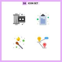 4 Creative Icons Modern Signs and Symbols of cinema match reel note gps Editable Vector Design Elements