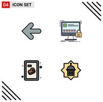 Universal Icon Symbols Group of 4 Modern Filledline Flat Colors of arrow beef point back lock steak Editable Vector Design Elements