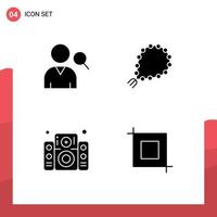 Editable Vector Line Pack of Simple Solid Glyphs of employee sound misbaha islam party Editable Vector Design Elements