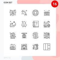 Pack of 16 creative Outlines of charity test help lab preserver Editable Vector Design Elements