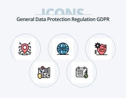 Gdpr Line Filled Icon Pack 5 Icon Design. smartphone. secure . gdpr . mobile . vector