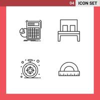 Stock Vector Icon Pack of 4 Line Signs and Symbols for calculator browser progress furniture safari Editable Vector Design Elements