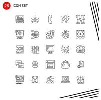 Pack of 25 Modern Lines Signs and Symbols for Web Print Media such as summer bamboo call trending hot Editable Vector Design Elements