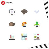 Set of 9 Modern UI Icons Symbols Signs for online black friday down sale food Editable Vector Design Elements