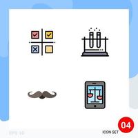 User Interface Pack of 4 Basic Filledline Flat Colors of business moustache product test movember Editable Vector Design Elements