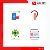 Editable Vector Line Pack of 4 Simple Flat Icons of connection four accessory headphone irish Editable Vector Design Elements