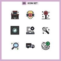 Pictogram Set of 9 Simple Filledline Flat Colors of code light sport lamp sweet Editable Vector Design Elements