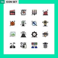 Group of 16 Flat Color Filled Lines Signs and Symbols for food growth failure business flame Editable Creative Vector Design Elements