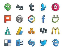 20 Social Media Icon Pack Including mcdonalds stumbleupon windows media player ads forrst vector