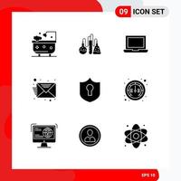 User Interface Pack of 9 Basic Solid Glyphs of gauge protection device access inbox Editable Vector Design Elements