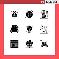 9 Universal Solid Glyphs Set for Web and Mobile Applications digital plus healthcare more add Editable Vector Design Elements