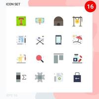 16 User Interface Flat Color Pack of modern Signs and Symbols of music gong loan audio islamic building Editable Pack of Creative Vector Design Elements