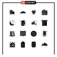 Pictogram Set of 16 Simple Solid Glyphs of hobby image nature camera sucess Editable Vector Design Elements