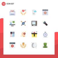 Universal Icon Symbols Group of 16 Modern Flat Colors of communication webpage motivation internet technology Editable Pack of Creative Vector Design Elements