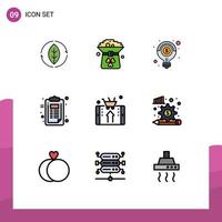 Pictogram Set of 9 Simple Filledline Flat Colors of document clipboard in checklist money Editable Vector Design Elements