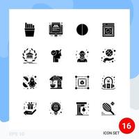 Group of 16 Modern Solid Glyphs Set for university banking quality bank web Editable Vector Design Elements