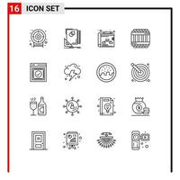 User Interface Pack of 16 Basic Outlines of success message business prison imprisoned Editable Vector Design Elements