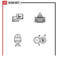 4 Universal Filledline Flat Colors Set for Web and Mobile Applications chat building popup white boiled Editable Vector Design Elements